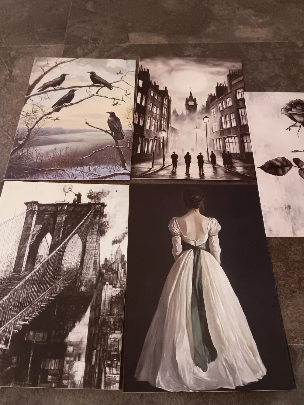 Dark Gothic Postcard Set Of 5, Academia Art Print Correspondence Notes 4x6